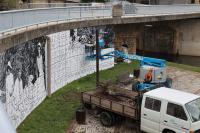 Mural artístico instalado no Jardim da Fonte da Boneca