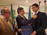 Governador do Rotary veio conhecer o clube de Abrantes, apadrinhar um novo membro e mais uma bolsa de estudo (c/áudio)