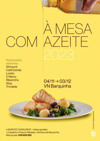 Cartaz «À mesa com azeite»