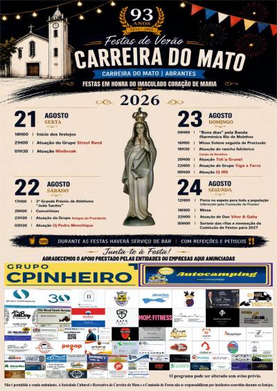Cartaz Festas de Verão de Carreira do Mato