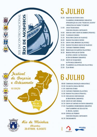 Cartaz Encontro Nacional dos Rio de Moinhos e Festival Doçaria do Norte do concelho de Abrantes