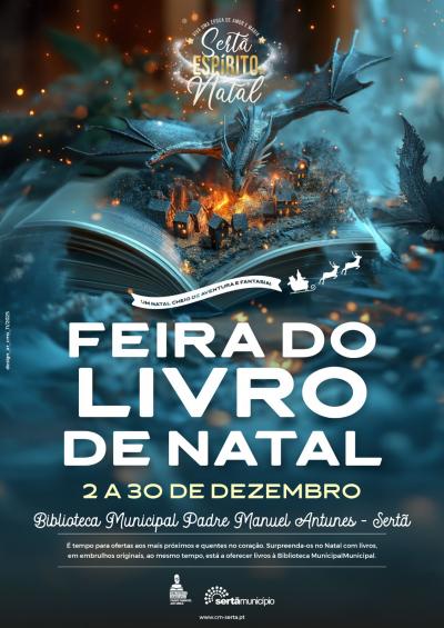 Cartaz Feira do Livro de Natal na Biblioteca Municipal 