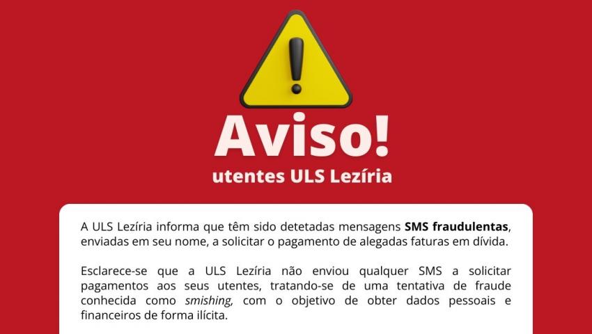 Alerta para envio de SMS fraudulentas em nome da instituição