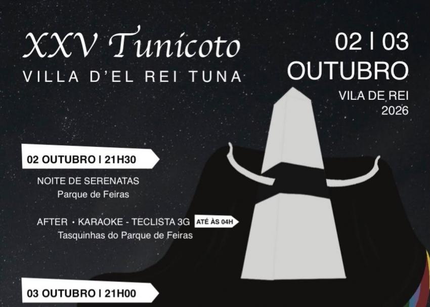 Villa d’el Rei Tuna organiza edição de 2026 do «Tunicoto – Encontro de Tunas de Vila de Rei»