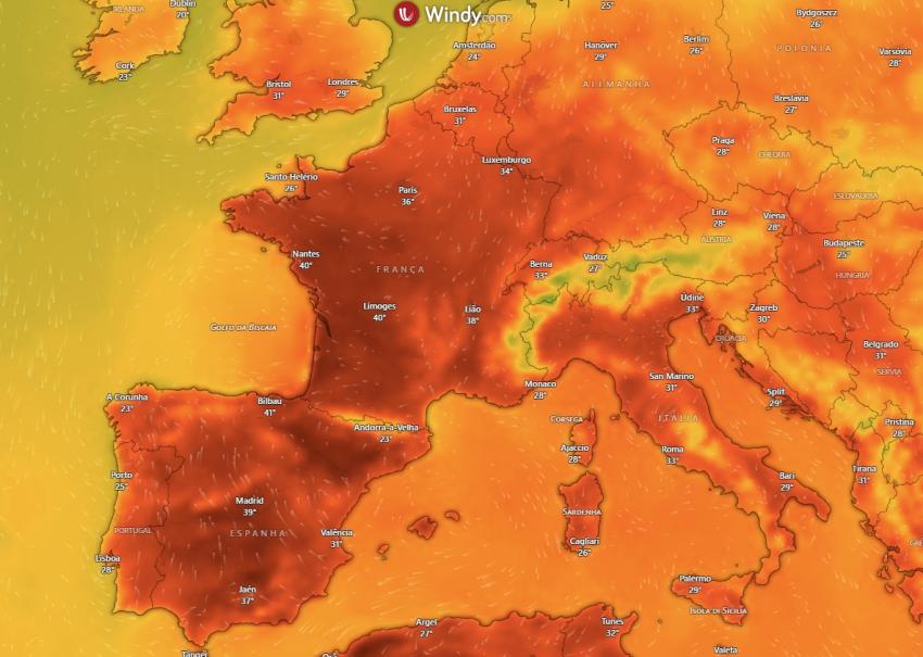 Onda de calor na Europa com temperaturas que podem ultrapassar os 40º C